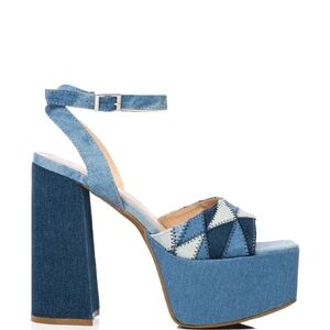 BAMBOO Blue Denim Platform Sandals